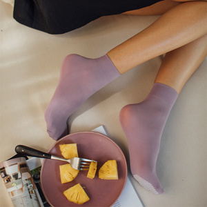 Lady Sexy Velvet Sheer Silk Ankle Socks Cozy Street Snap Half Transparent Elastic Socks Women