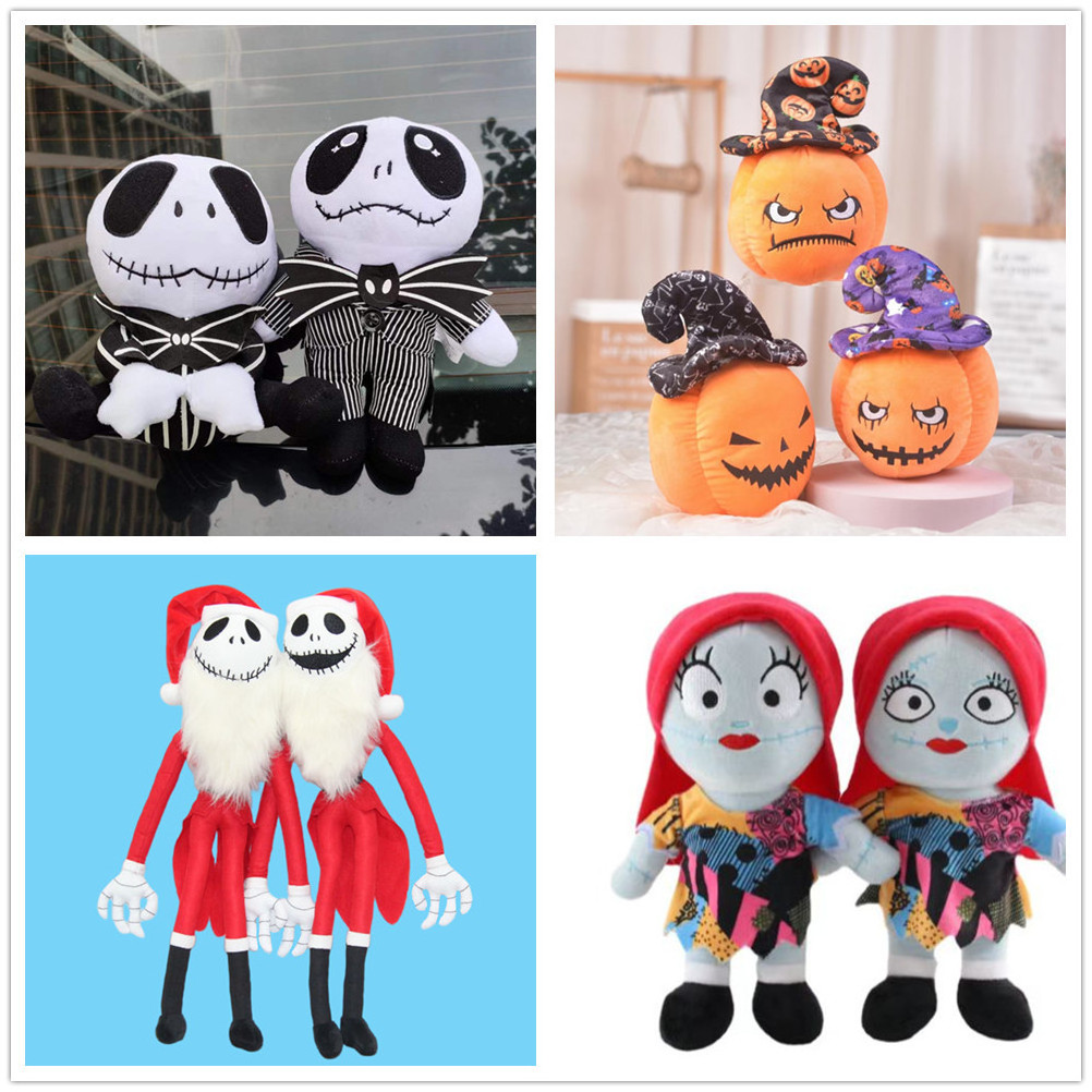 JACK and Sally Nightmare Before Christmas Halloween skeleton stuffed toy pumpkin Santa Claus prank Soft Plush toy Doll gifts