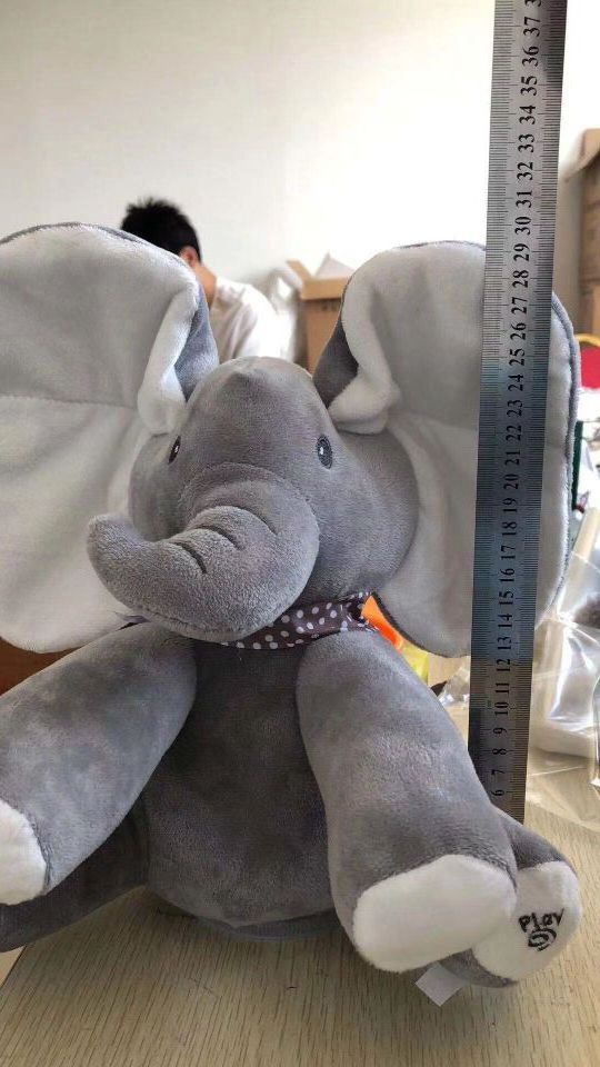 Custom Singing music talking toy Interactive Soft Stuffed Animal Toy Peekaboo Elephant Electronic Plush Toys