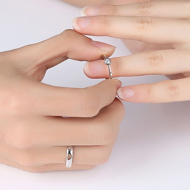 2pcs/sets Wedding Ring Couple Set Silver Alloy Couple Rings Forever Endless Love Wedding Ring Charm Jewelry For Women Men