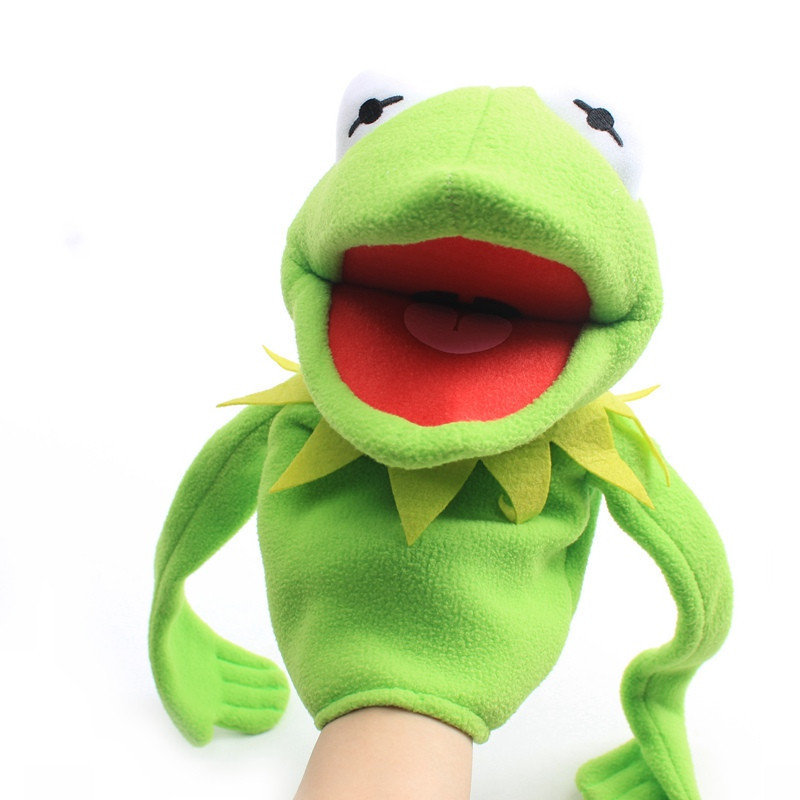 Cartoon Anime Creative Stuffed Plush Toy Kermit Frog Hand Puppet Green Frog Bag ventriloquism Stuffed Toy Doll gift for kids