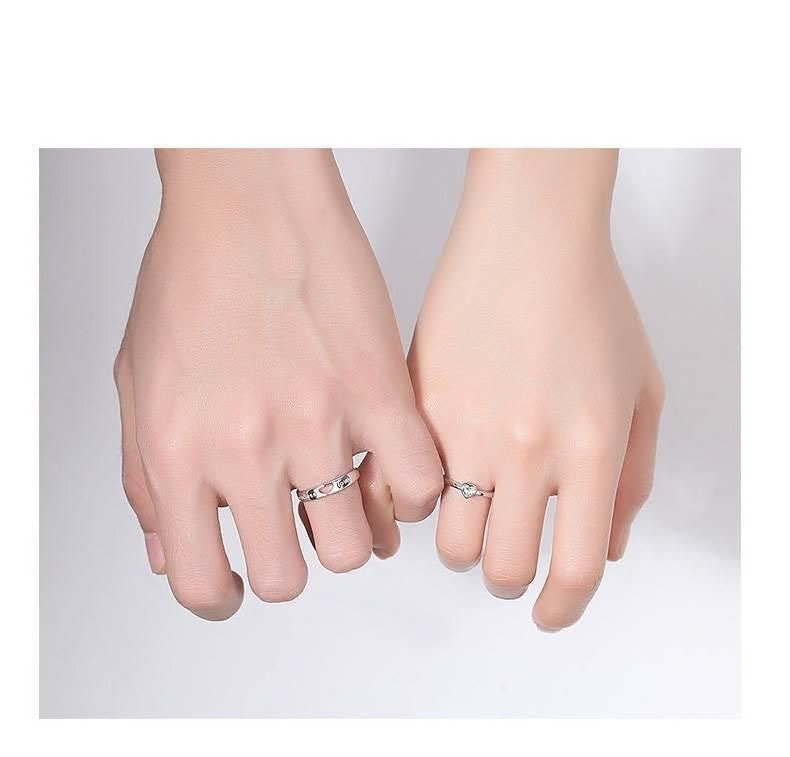 2pcs/sets Wedding Ring Couple Set Silver Alloy Couple Rings Forever Endless Love Wedding Ring Charm Jewelry For Women Men