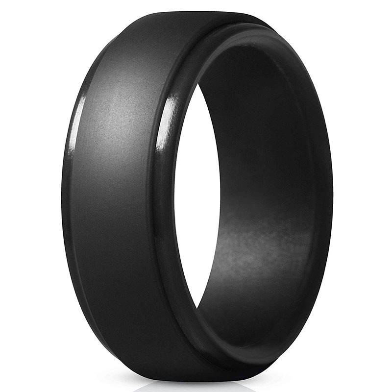 Best Seller Silicone Rubber Sealing Ring Step Edge Wedding Band Silicone Sports Rings for Men