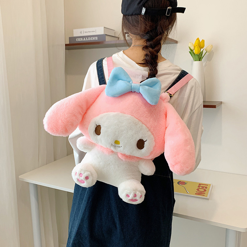 Sanrio My Melody Soft Pink Kuromi Cinnamoroll Kawaii Decorative Cute Backpack Plush Doll Toys Birthday Gifts for Girls