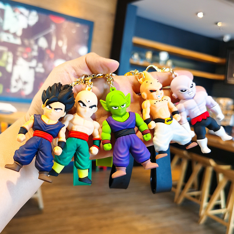 Kawaii Cartoon 3d Pvc Anime Dragon Ball Keychain Cute Car Key Chain Ring Bag Pendant Doll Goku Keyring Keychain Wholesale