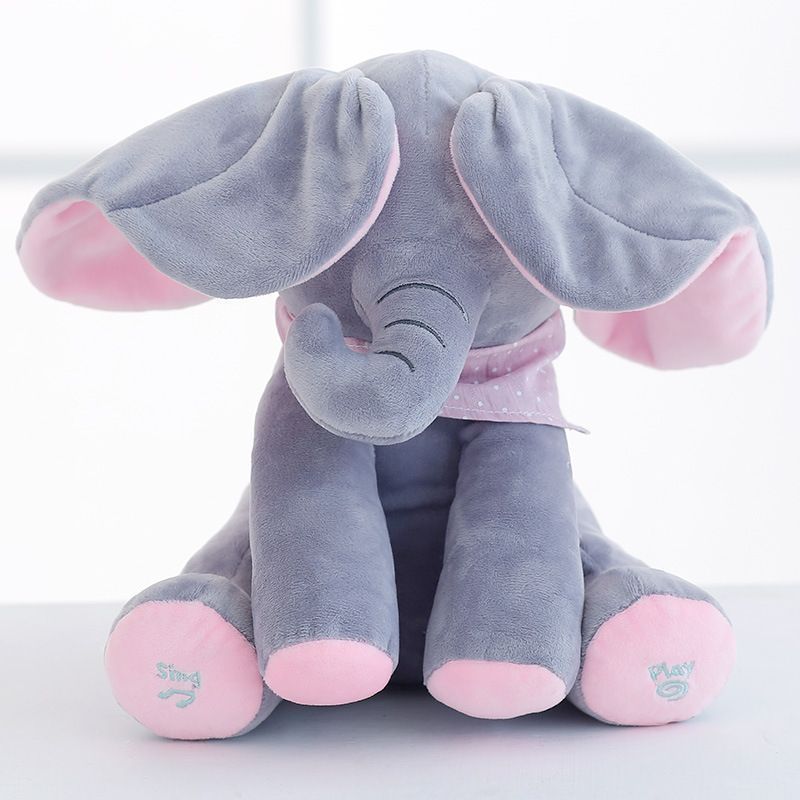 Custom Singing music talking toy Interactive Soft Stuffed Animal Toy Peekaboo Elephant Electronic Plush Toys