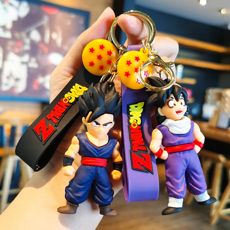 Kawaii Cartoon 3d Pvc Anime Dragon Ball Keychain Cute Car Key Chain Ring Bag Pendant Doll Goku Keyring Keychain Wholesale