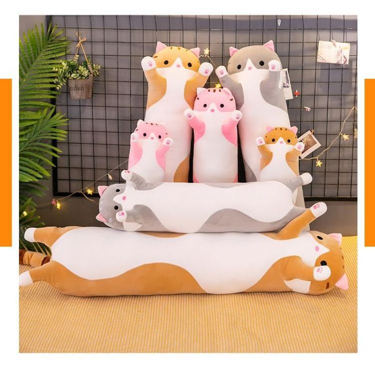 Soft Cat Big size Hugging Plush Pillow Cartoon Long Cat Kitten Legs Sleeping Companion Bolster stuffed animal Kids Plush Toy