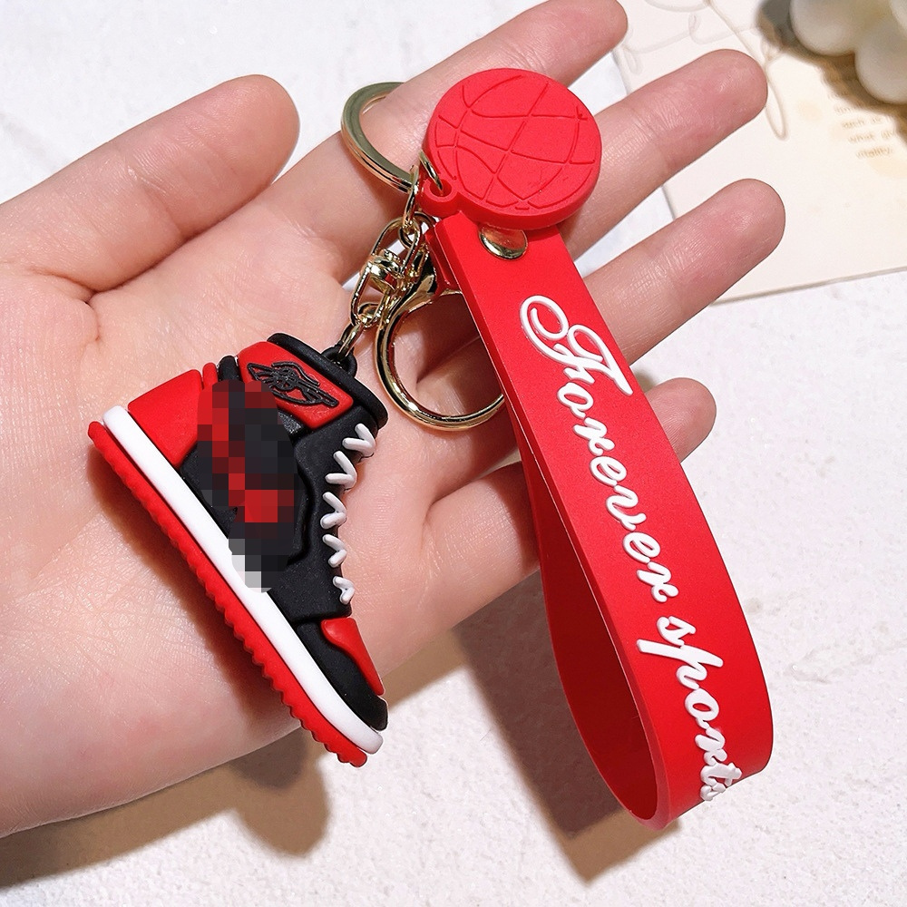 basketball Sneaker Shoe keychain Cartoon Kawaii 3D PVC Anime key chain Bag Keyring gift rubber custom silicone Keychain