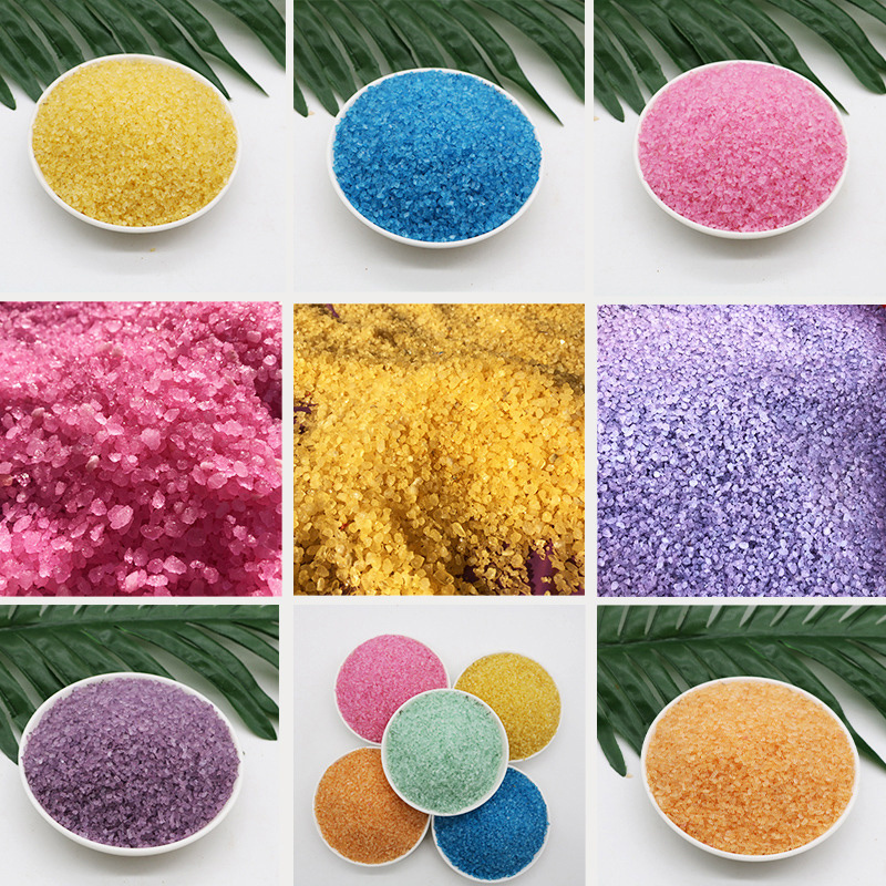 Aromatherapy Crystal Colored Flowers Salt Bath Soaking Powdered Relaxing Epsom Salt Private Label Organic Bath Salt with Flower