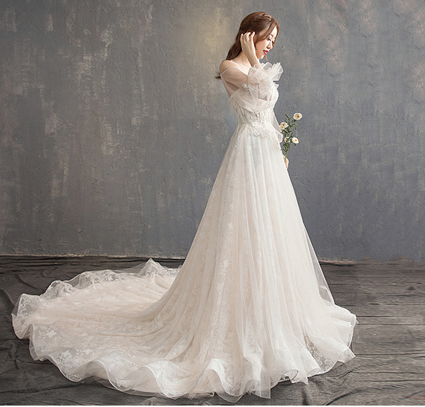 LSQDSH004 wedding dress bridal gown luxury models of long dresses ivory ball gown wedding dress