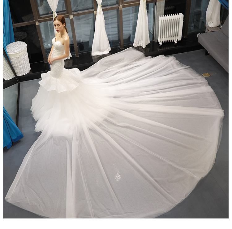 RSM66765 real high quality sweetheart sexy peplum mermaid luxury bridal gowns wedding dress with long detachable train