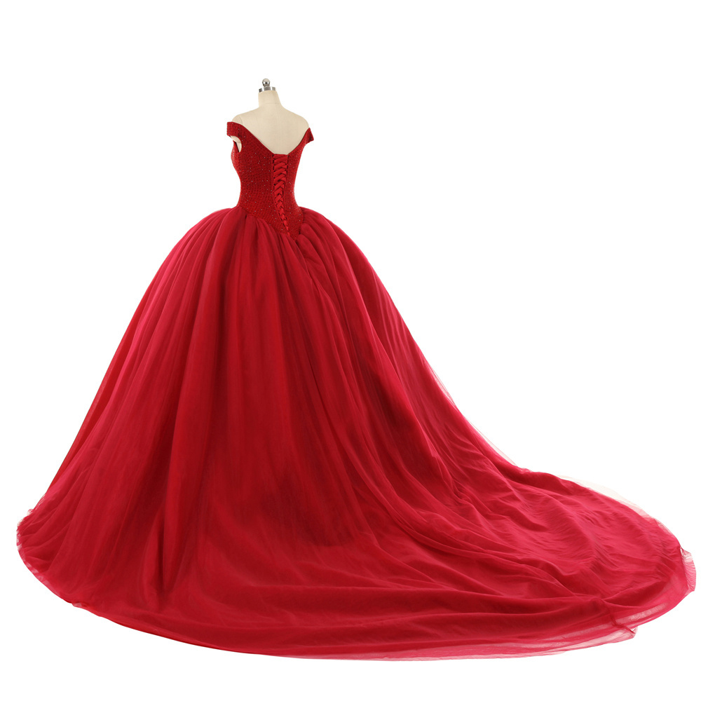 Elegant Red Simple Off Shoulder Quinceanera Dresses For Women Jancember RL265