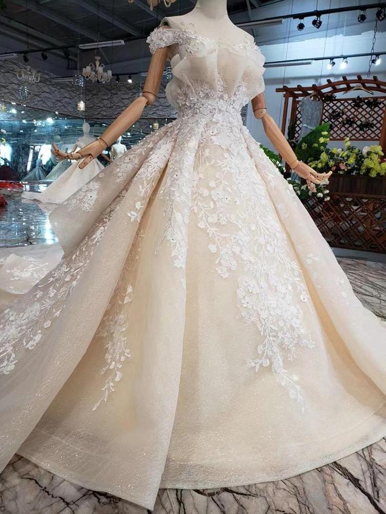 HTL163 special elegant long off shoulder applique ivory sexy princess wedding gowns