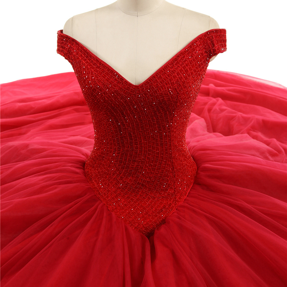 Elegant Red Simple Off Shoulder Quinceanera Dresses For Women Jancember RL265