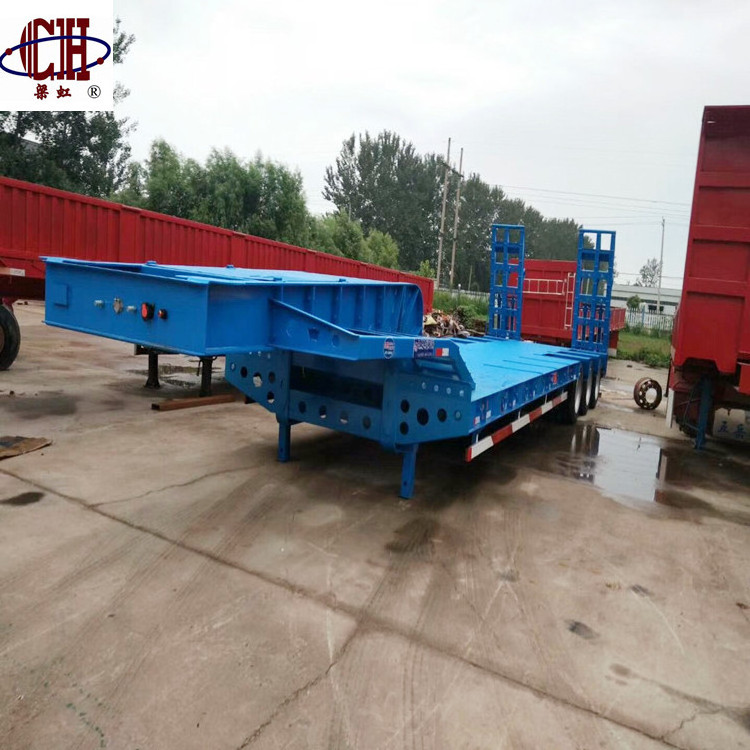 China 3 Axle 4 Axle 60 100 Tons Lowbed Lowboy Low Boy Loader  Low Bed Trailer For Sale