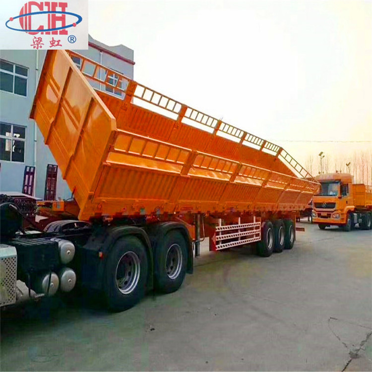 Hot sale 3/4 axles 40ft side wall semi trailer flat bed mini enclosed cargo dump truck trailer