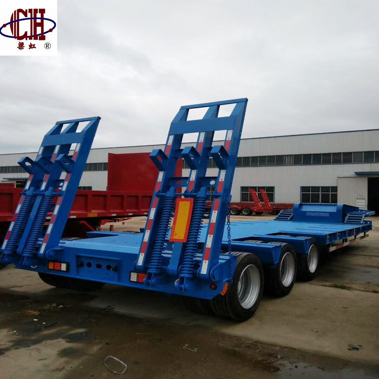 China 3 Axle 4 Axle 60 100 Tons Lowbed Lowboy Low Boy Loader  Low Bed Trailer For Sale