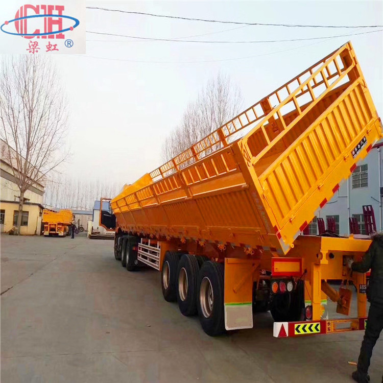 Hot sale 3/4 axles 40ft side wall semi trailer flat bed mini enclosed cargo dump truck trailer