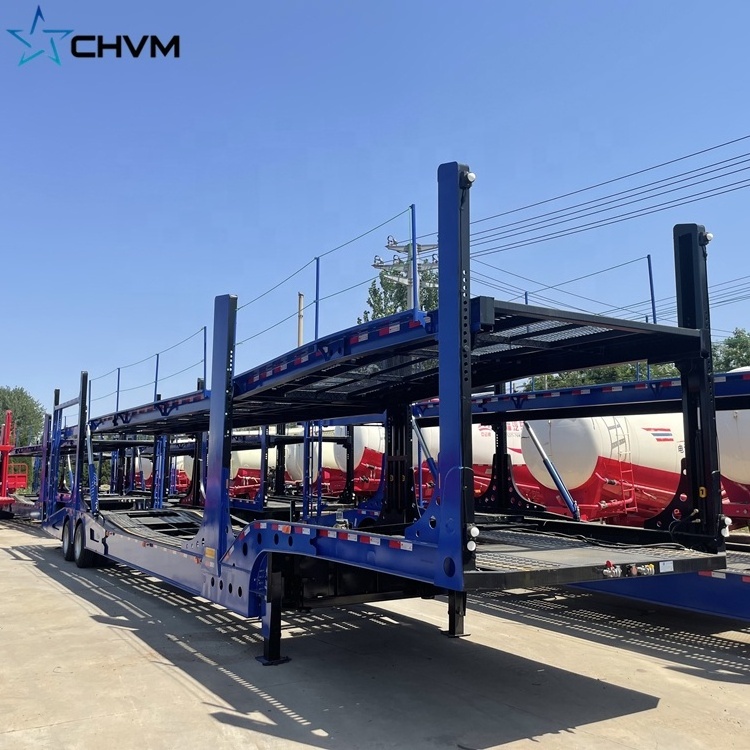 China 2 Axles Double Deck Vehicle Trailer Transport 6 7 8 Cars Carrier Trailer