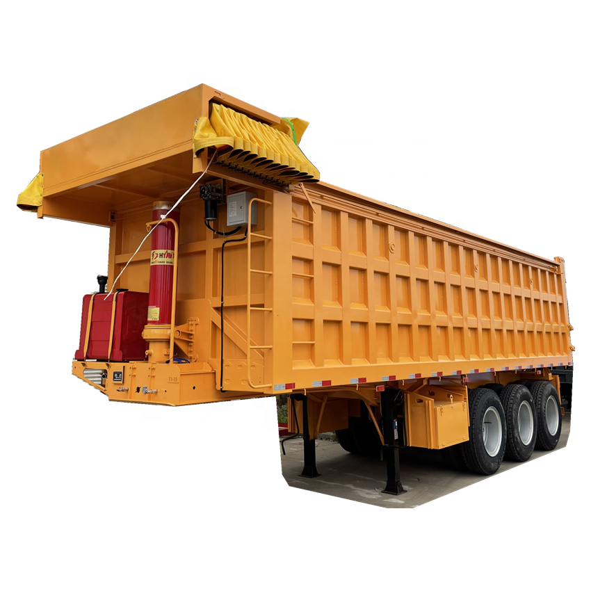 60 80 Tons Side Tipper / Rear Dumper Semi Trailer 3/4 Axles Used Dump Truck Trailer Beds Tires For Sale