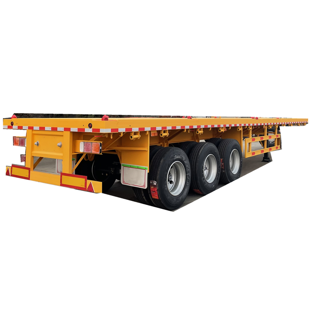 3 Axle Heavy Duty Container Transportation Flat Bed Truck Trailers Flatbed Cargo Semi Trailer