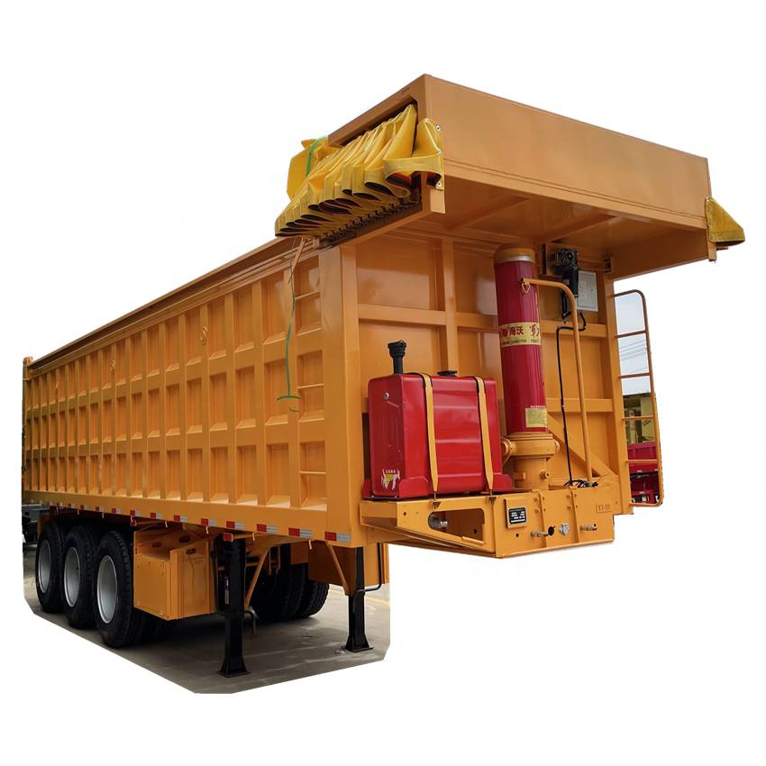 60 80 Tons Side Tipper / Rear Dumper Semi Trailer 3/4 Axles Used Dump Truck Trailer Beds Tires For Sale