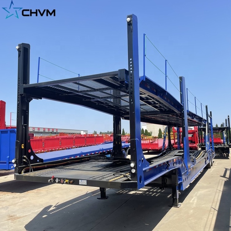 China 2 Axles Double Deck Vehicle Trailer Transport 6 7 8 Cars Carrier Trailer