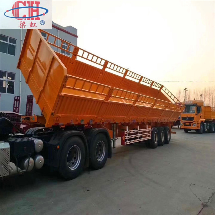 Hot sale 3/4 axles 40ft side wall semi trailer flat bed mini enclosed cargo dump truck trailer