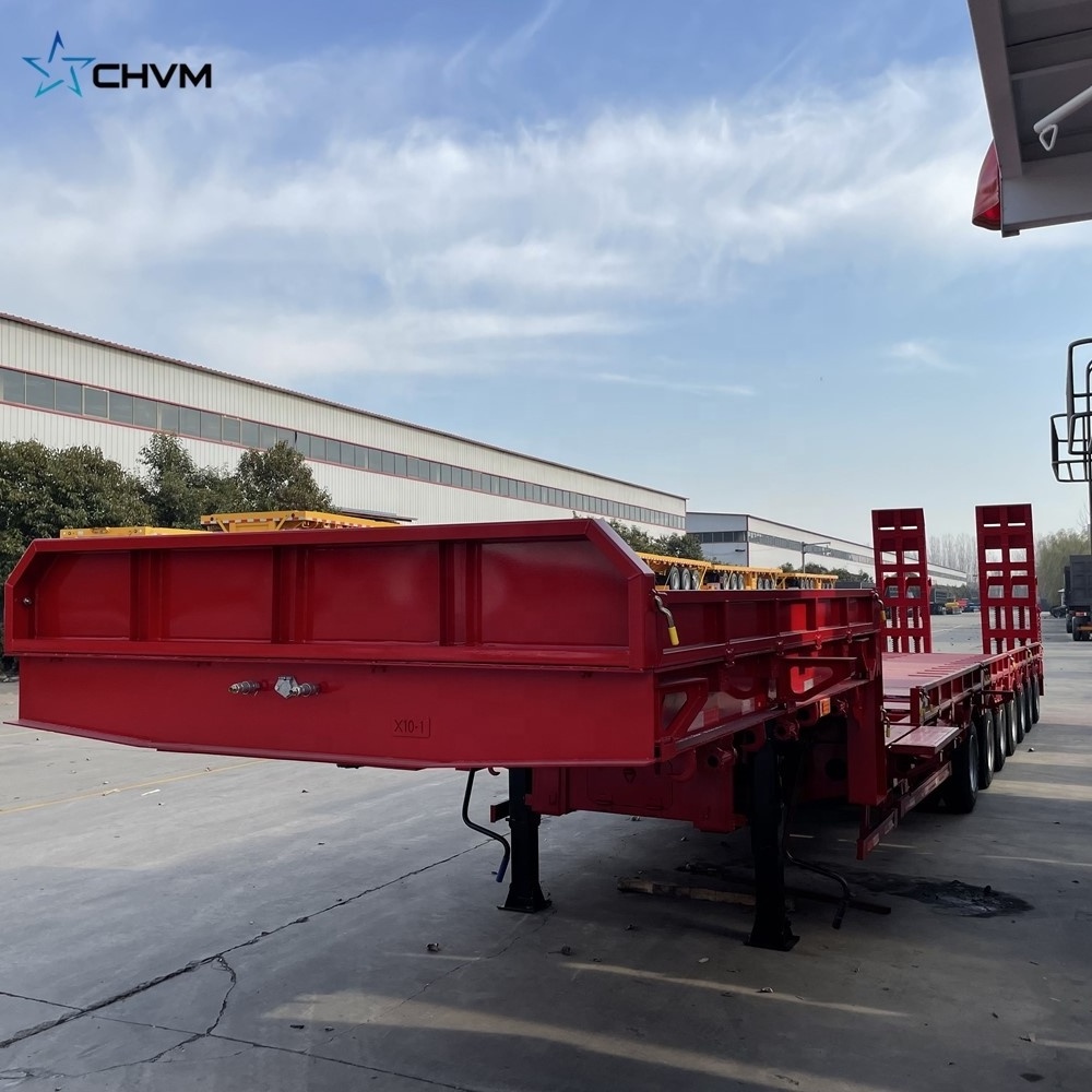 Heavy Low Bed Boy Deck Flatbed Container Gooseneck Excavator Transport Semi Trailer Trucks 100ton Lowbed Truck Trailers