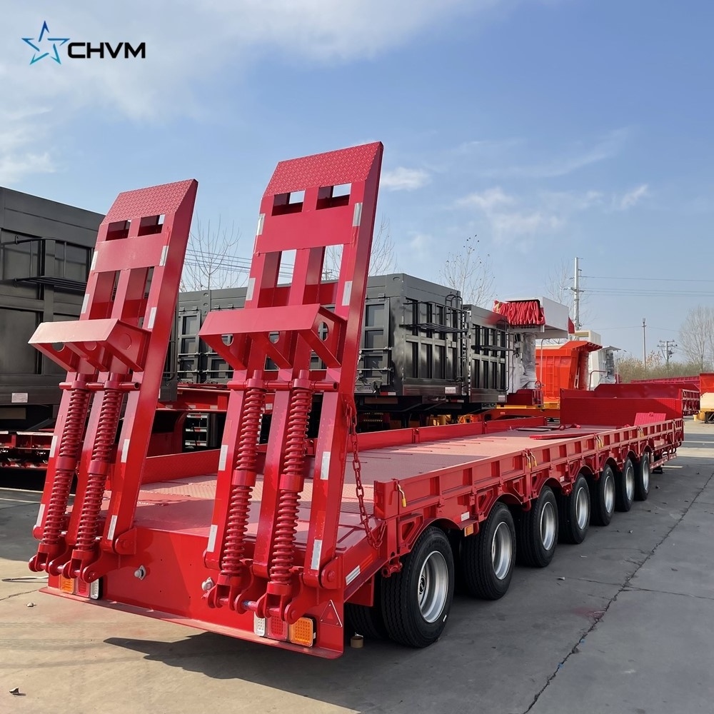 Heavy Low Bed Boy Deck Flatbed Container Gooseneck Excavator Transport Semi Trailer Trucks 100ton Lowbed Truck Trailers