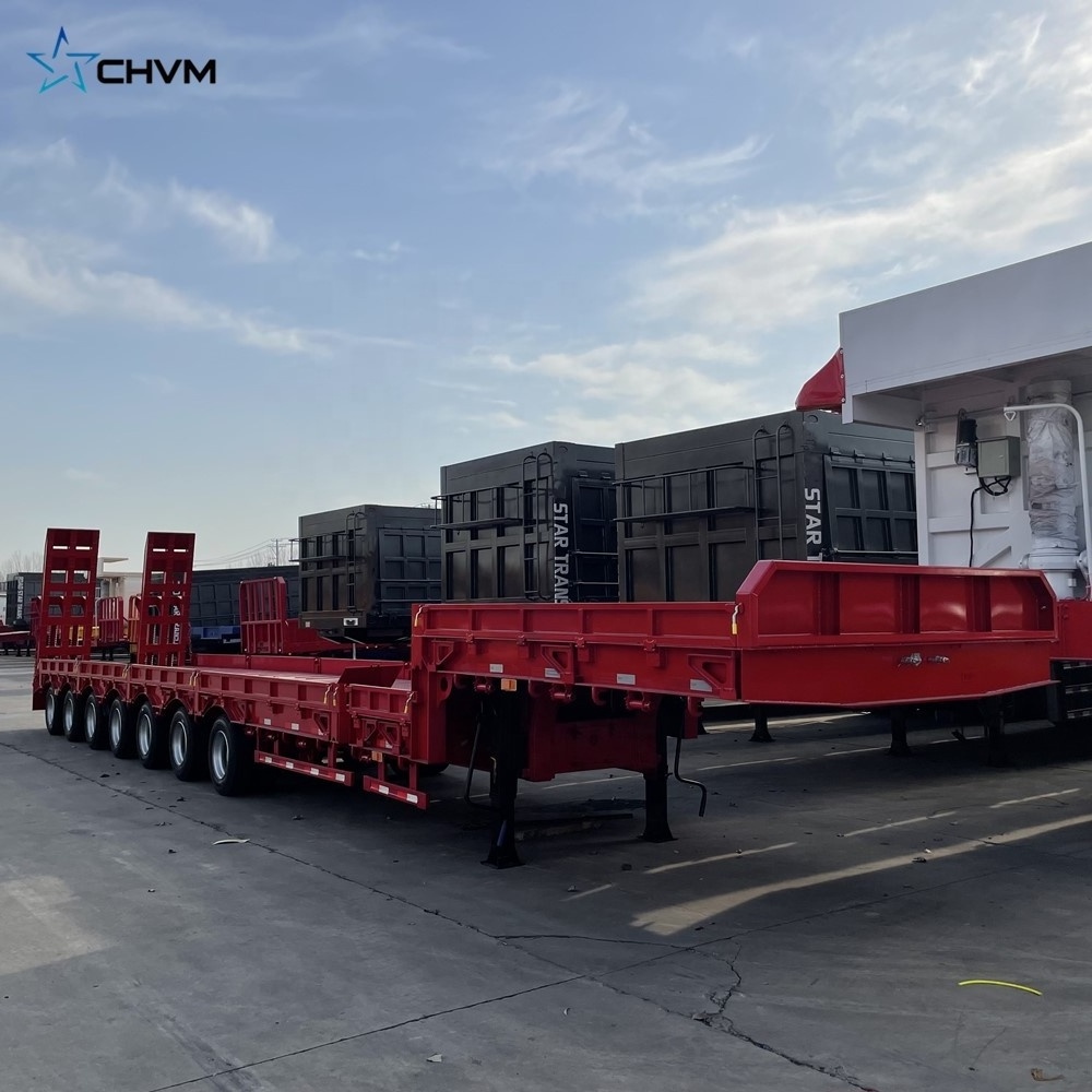 Heavy Low Bed Boy Deck Flatbed Container Gooseneck Excavator Transport Semi Trailer Trucks 100ton Lowbed Truck Trailers