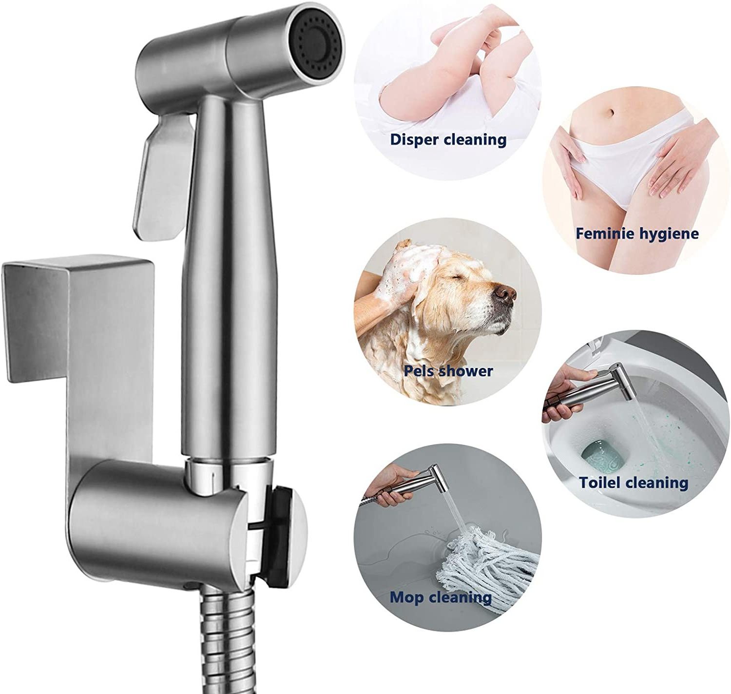 Shattaf bathroom Body Faucet handheld bidet sprayer portable toilet-adjustable water pressure control with hose bidet sprayer