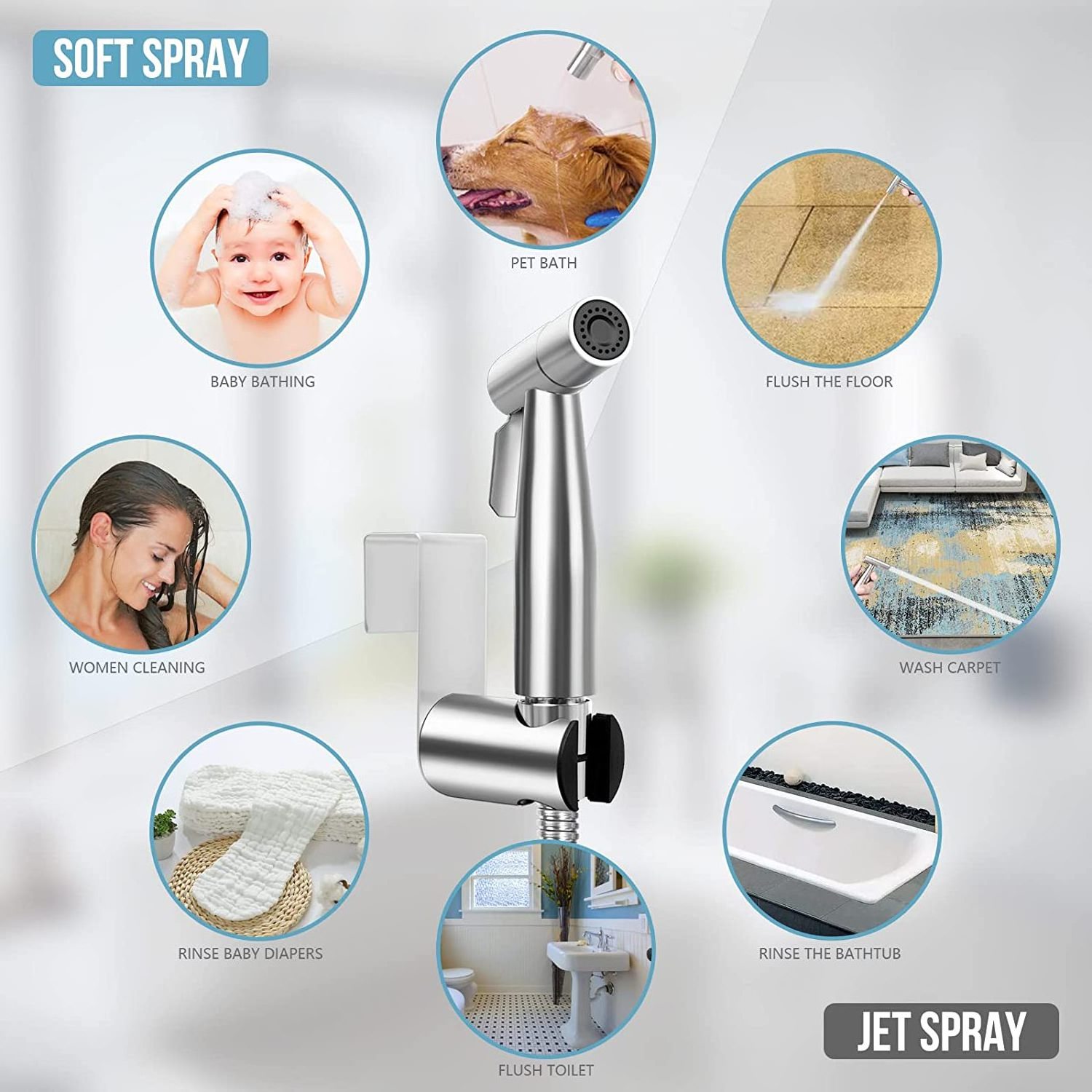 Shattaf bathroom Body Faucet handheld bidet sprayer portable toilet-adjustable water pressure control with hose bidet sprayer