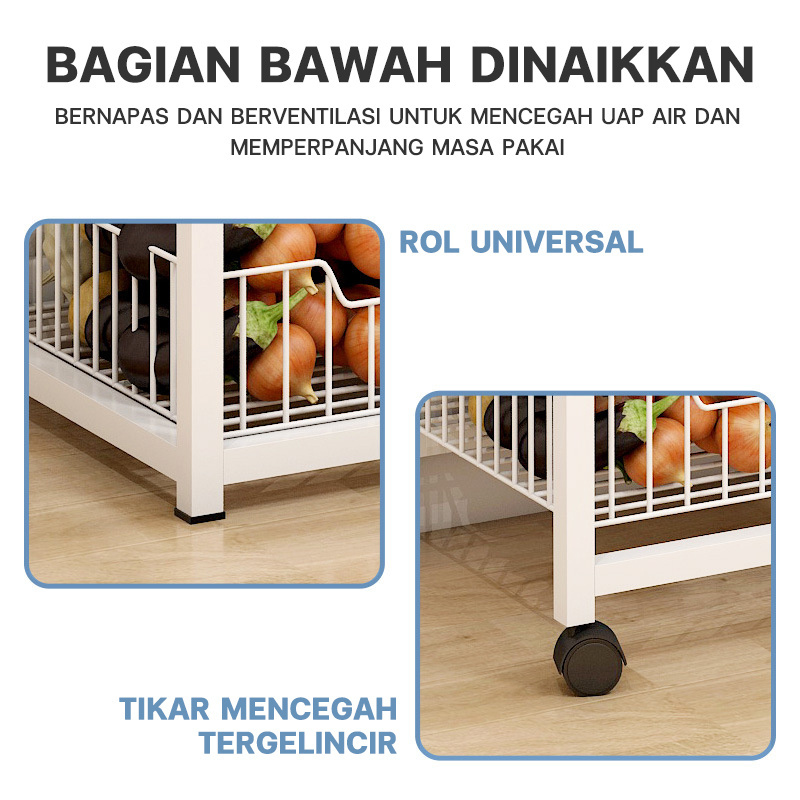 Kitchen Microwave Storage Rack Free Perforation and Space-saving Storage Cupboard Multi-layer Floor Seasoning Shelf