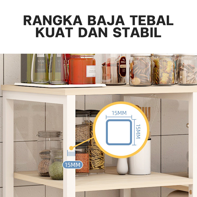 Kitchen Microwave Storage Rack Free Perforation and Space-saving Storage Cupboard Multi-layer Floor Seasoning Shelf