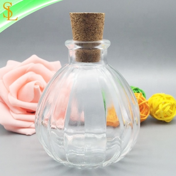 130ml custom made pumpkin design reed perfume diffuser glass bottles for air freshener with stopper