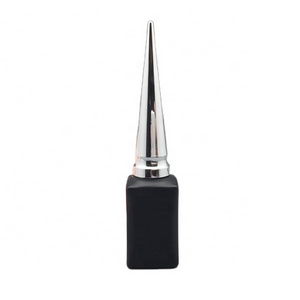 wholesale rectangle shaped 11ml matt black uv gel nail polish bottle with fancy cone silver long nail polish cap