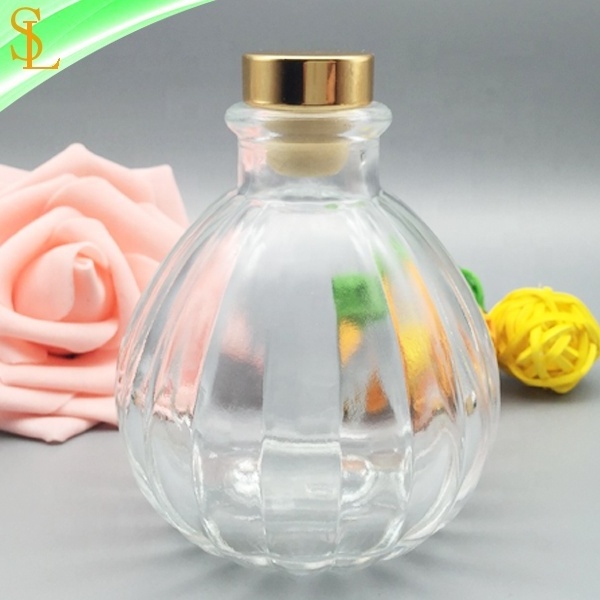 130ml custom made pumpkin design reed perfume diffuser glass bottles for air freshener with stopper