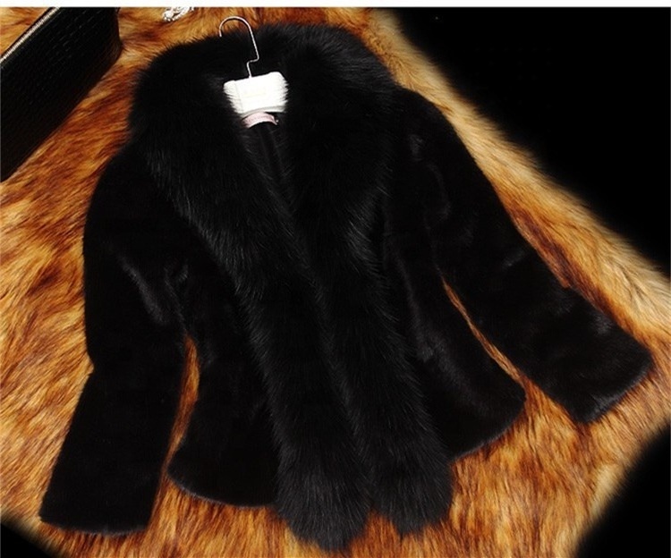 Newest Design Winter Women Long-sleeve Slim Faux Fox Fur Top 4xl Plus Size Keep Warm Windproof Fur Collar Coat