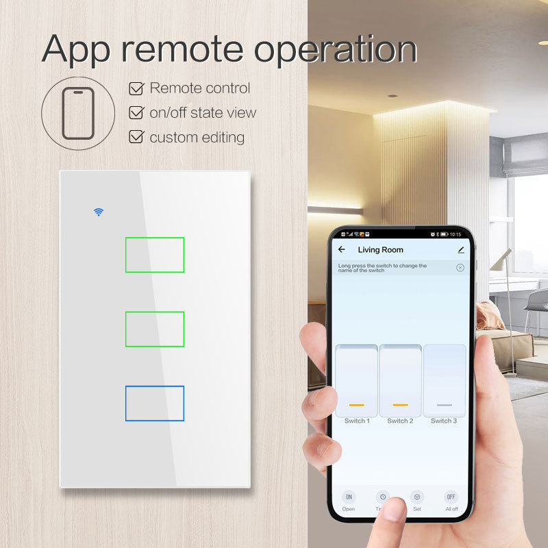 us apagador de luz led 2/3 gang switch  alexa automation tuya smart home wall touch zigbee switch light interruptor inteligents
