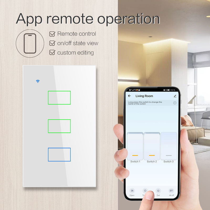 US tecnologia inteligente para el hogar no neutral /neutral tuya wifi touch wall switch smart home casa inteligente smart home