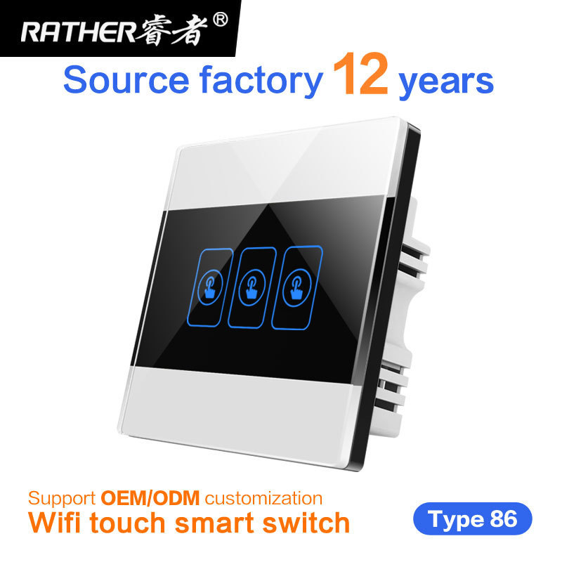 Uk remote control wifi interruptor inteligents goole switches and socket tuya smart wifi  light touch wall switch smart home