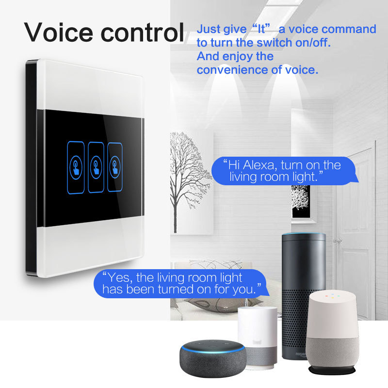 Uk remote control wifi interruptor inteligents goole switches and socket tuya smart wifi  light touch wall switch smart home