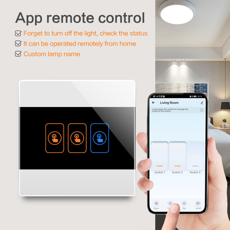 Uk remote control wifi interruptor inteligents goole switches and socket tuya smart wifi  light touch wall switch smart home