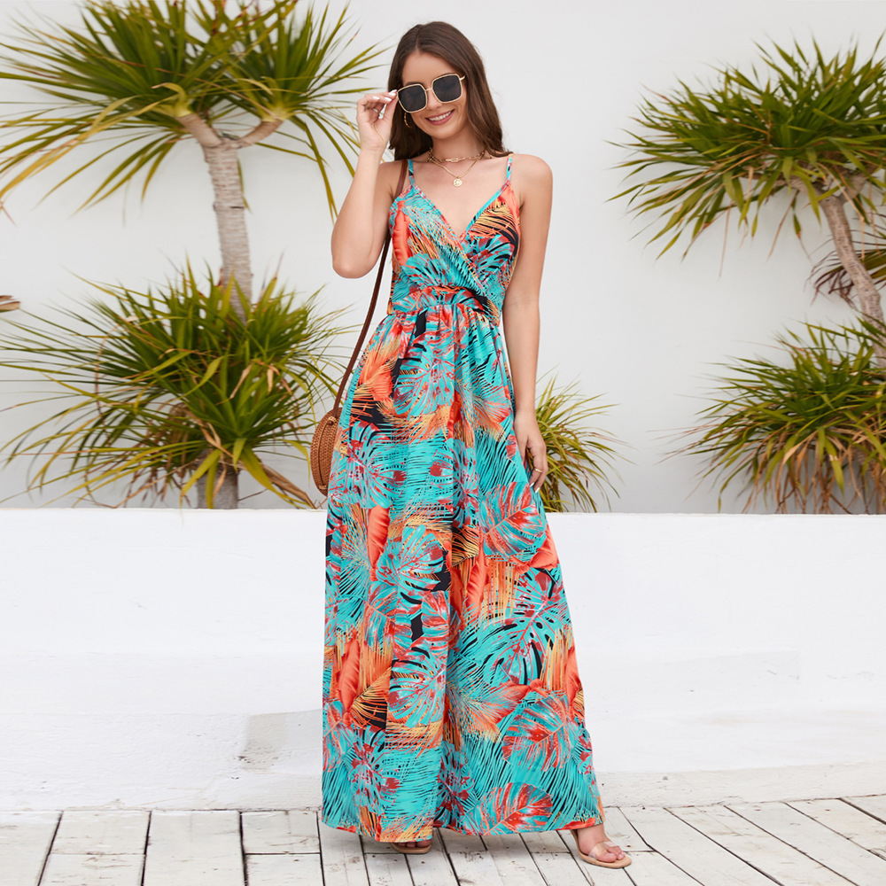 2023 Summer Wholesale Modern Stylish Woman Sexy Clothing Ladies Floral Print Long Maxi Dress