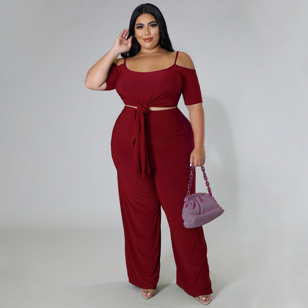 Summer Cheap Elegant Casual Plus Size Women Clothing Two Piece Outfit Leggings Set