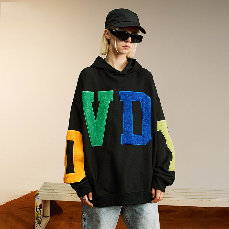 Factory Free Sample Clothing Manufacturing Streetwear High Quality Custom 100% Cotton Chenille Patch Embroidery Hoodie Men