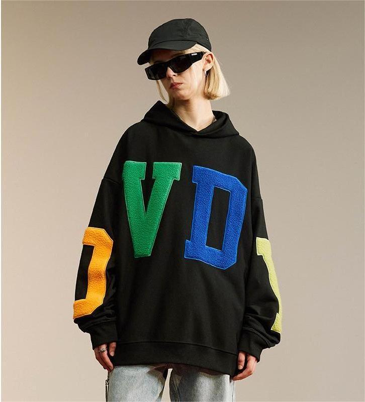 Factory Free Sample Clothing Manufacturing Streetwear High Quality Custom 100% Cotton Chenille Patch Embroidery Hoodie Men