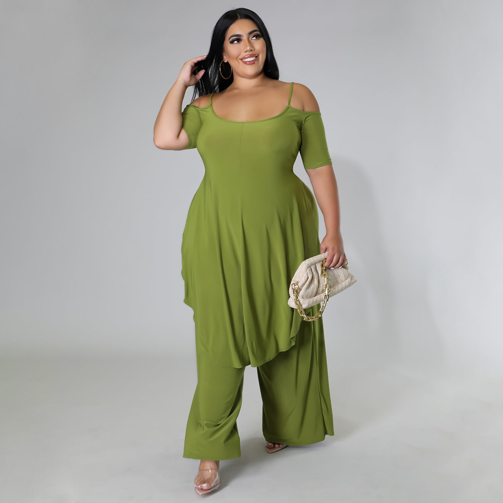 Summer Cheap Elegant Casual Plus Size Women Clothing Two Piece Outfit Leggings Set